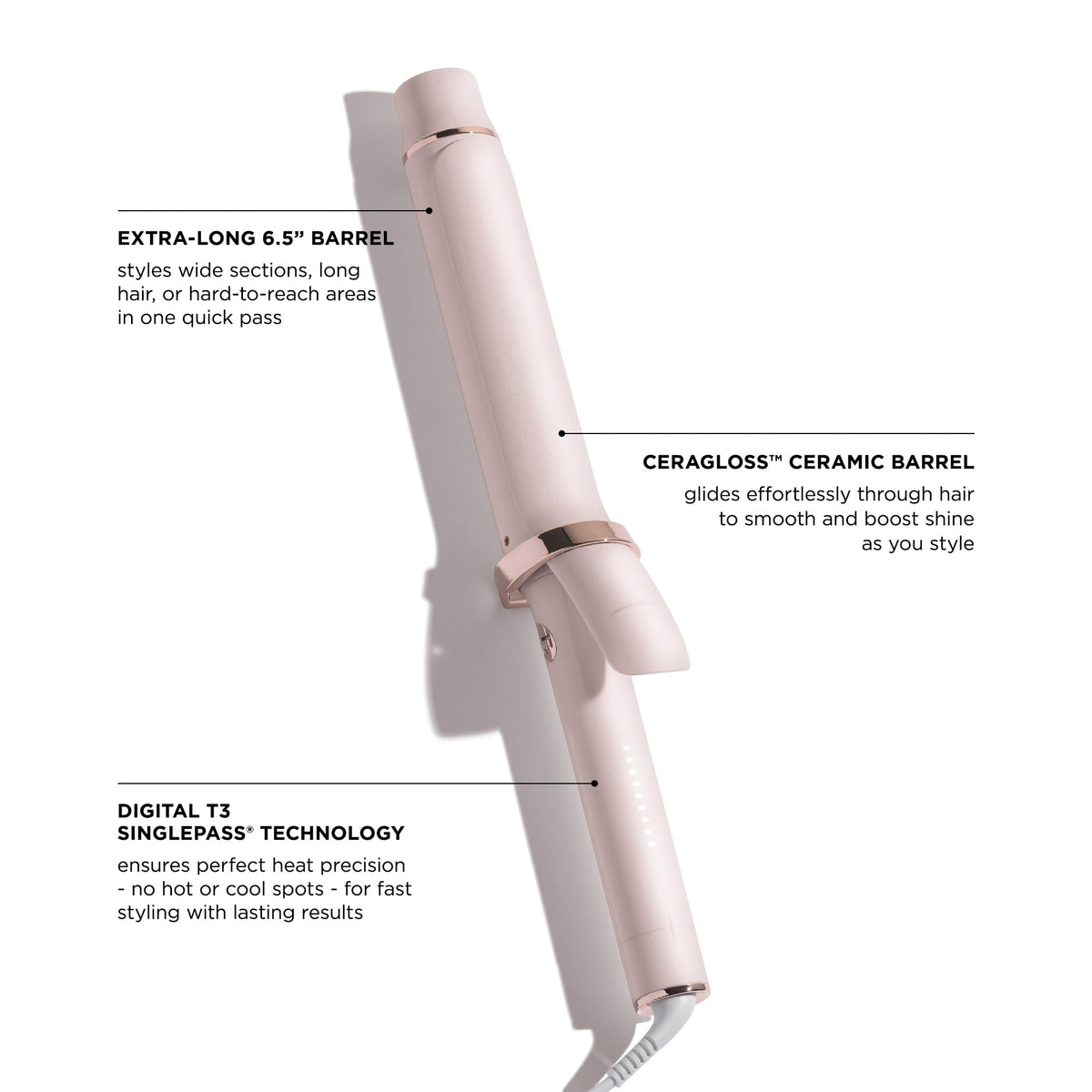 T3 SinglePass Curl X curling iron with digital display