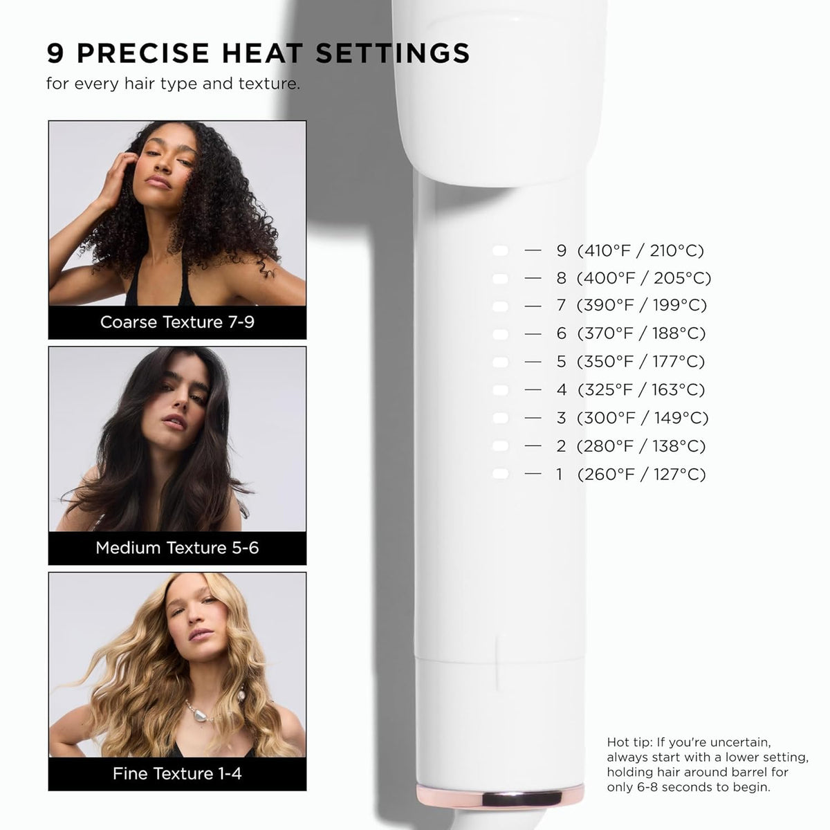 T3 SinglePass Curl X curling iron with heat settings dial