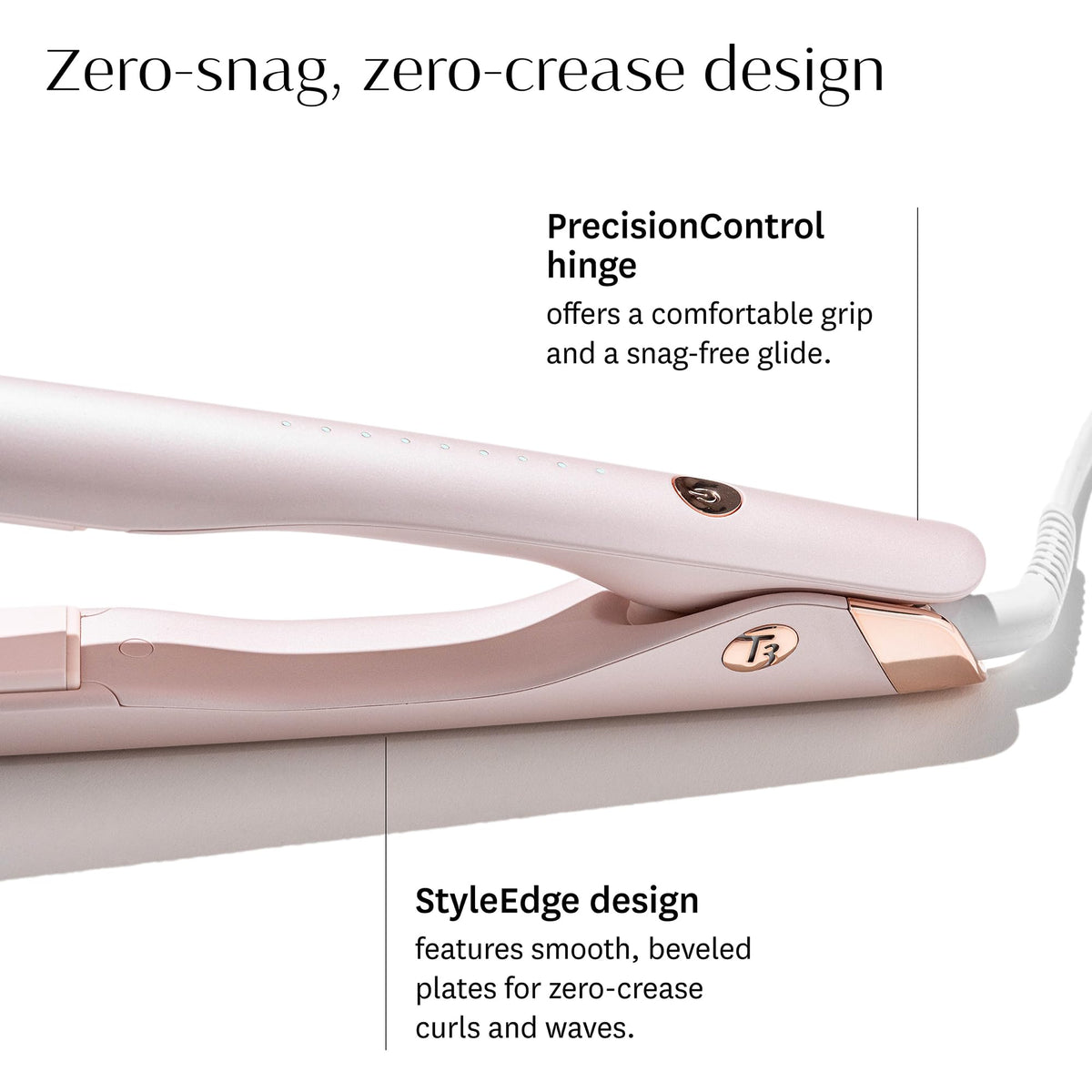 T3 SinglePass Smooth X Flat Iron with heat settings highlighted