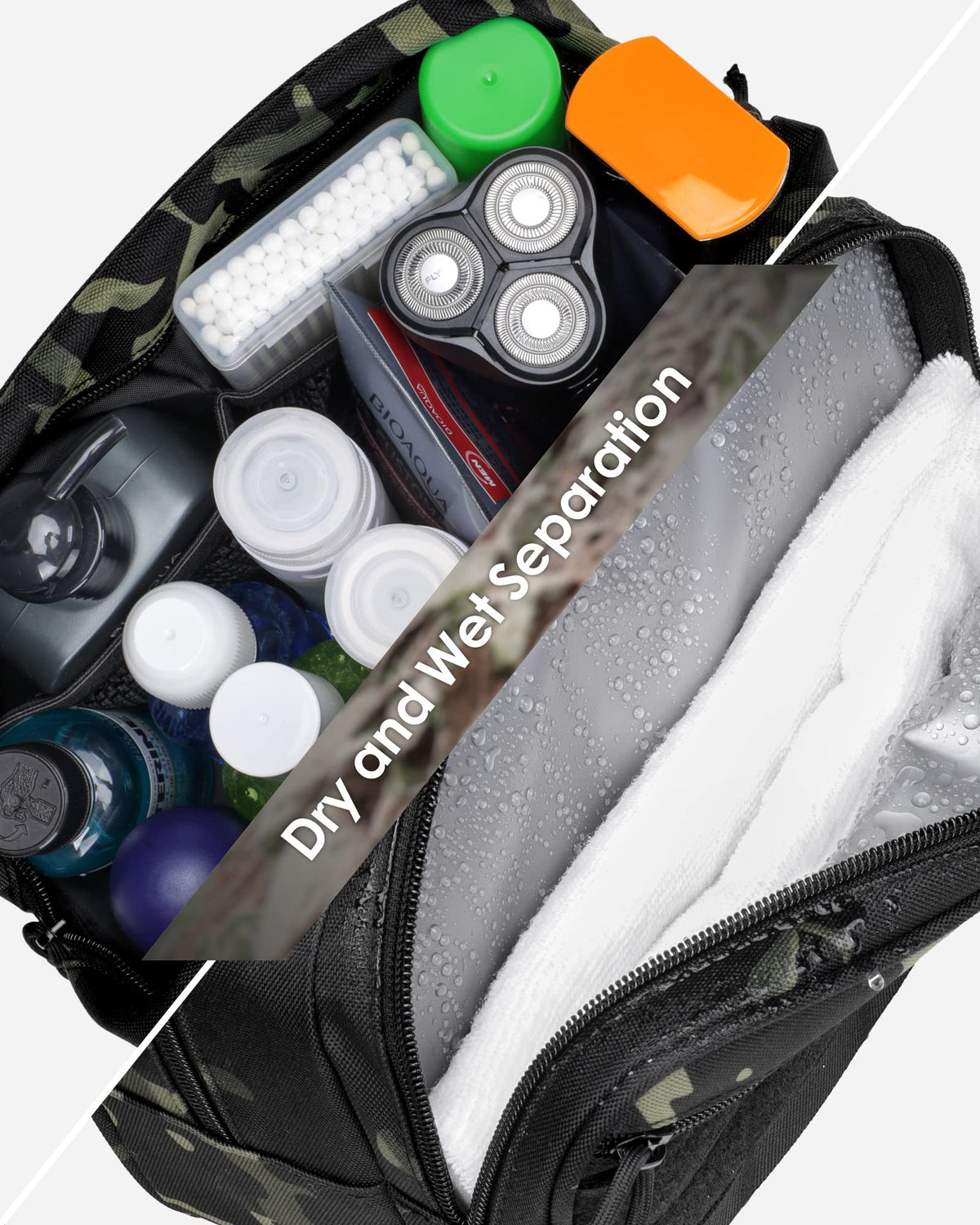 TACTICISM Toiletry Bag showing multiple pockets and compartments