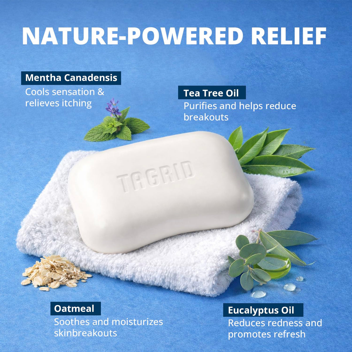 TAGRID Antifungal Oatmeal Tea Tree Soap side view