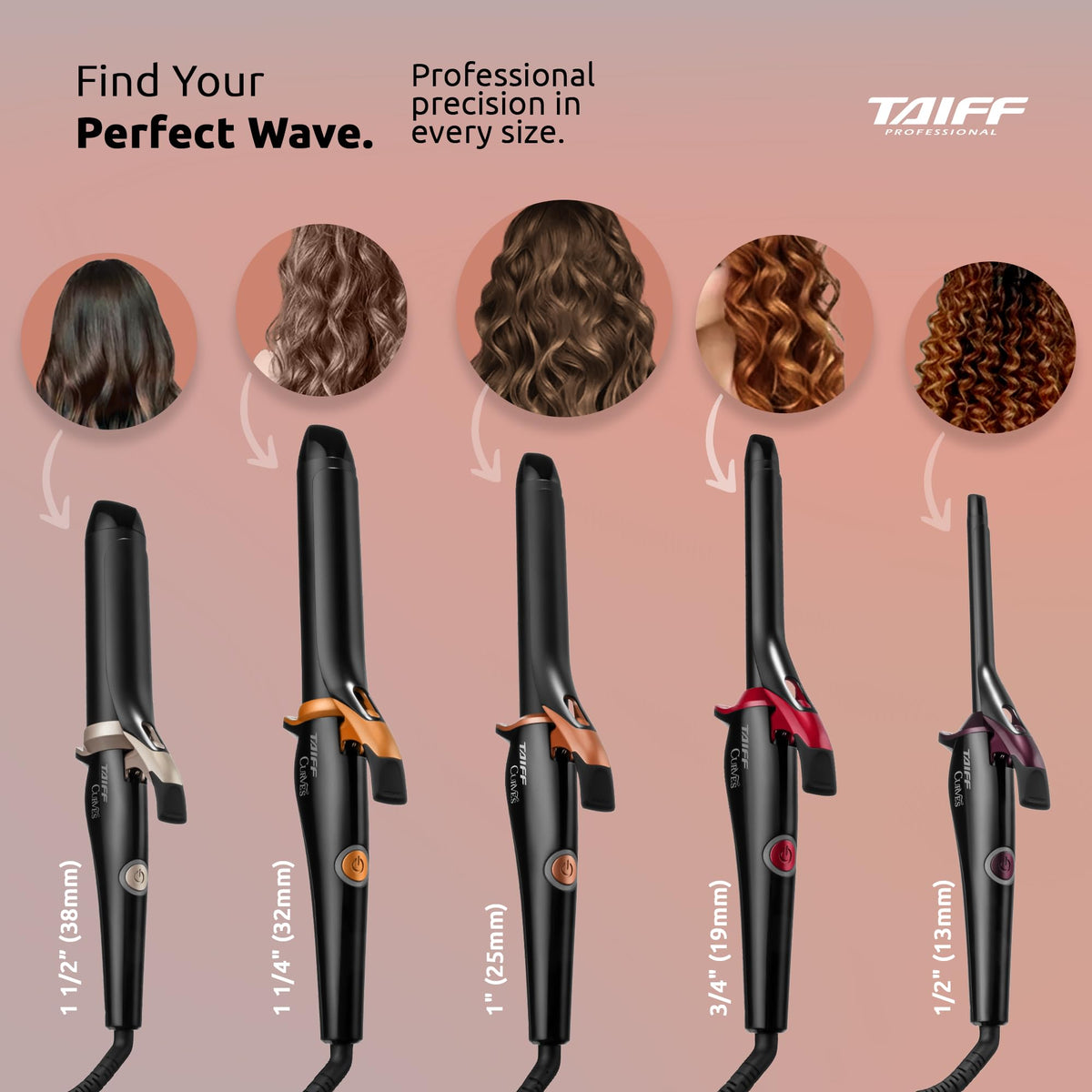 TAIFF Curves Professional Curling Iron heat-resistant tip