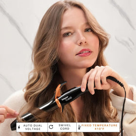 TAIFF Curves Professional Curling Iron in travel setting