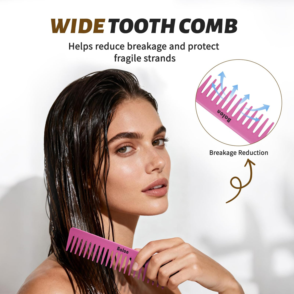 Tail comb from BALON Detangling Brush Set in pink