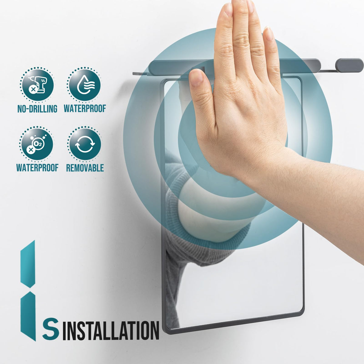TAILI Fogless Shower Mirror in bathroom setting