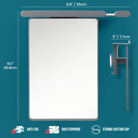 TAILI Shower Mirror with fog-free feature highlighted