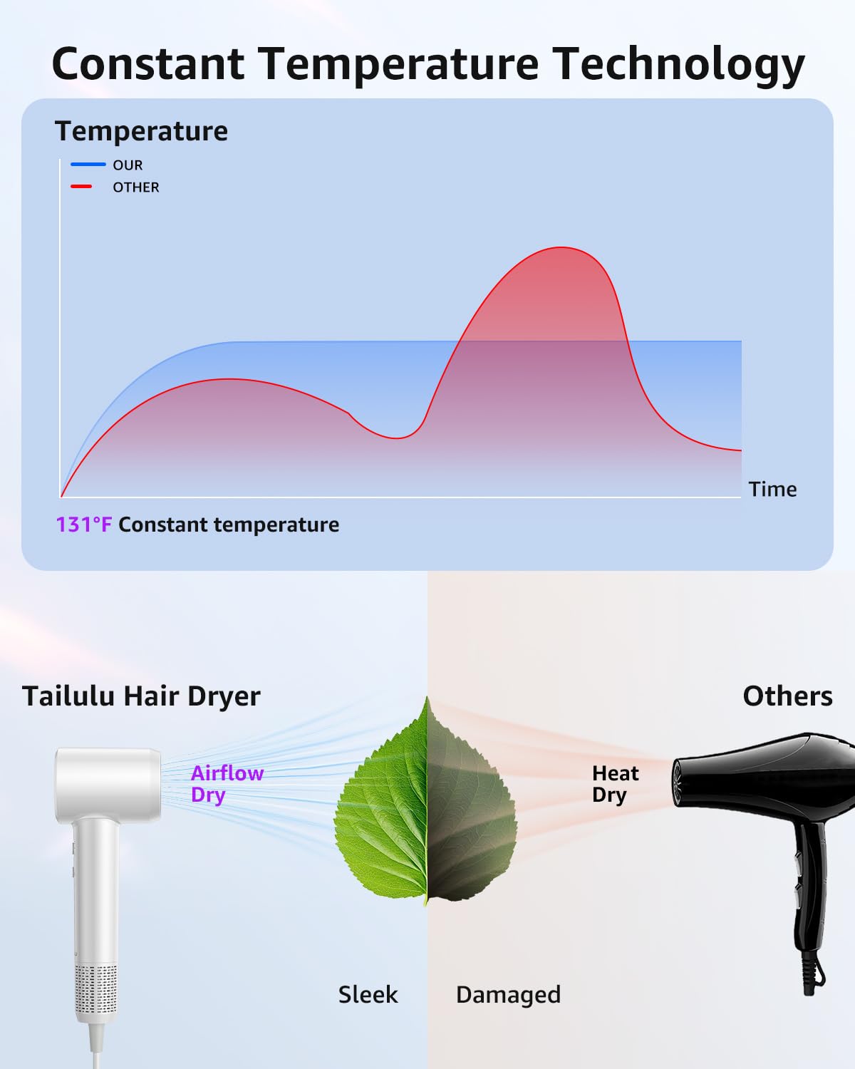 Tailulu Hair Dryer with 1.8m power cord