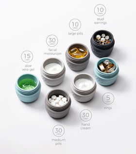 TakeToday Travel Containers 1oz grey jars with lids