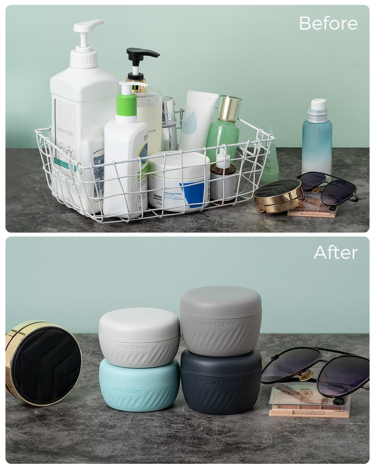TakeToday Travel Containers 2oz open with cream inside