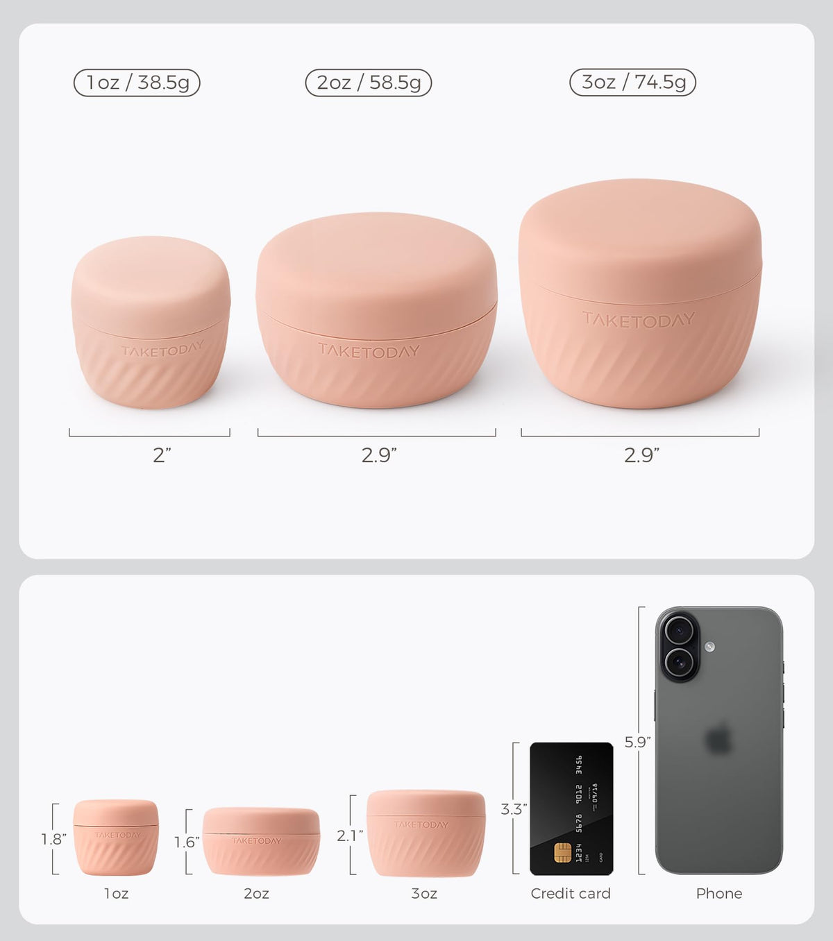 TakeToday Travel Containers 4 pack with various toiletries