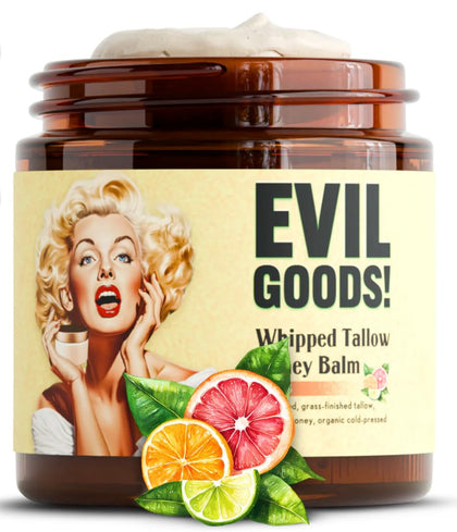 TALLOW BODY BALM Whipped Beef Tallow and Honey Balm front view in glass jar