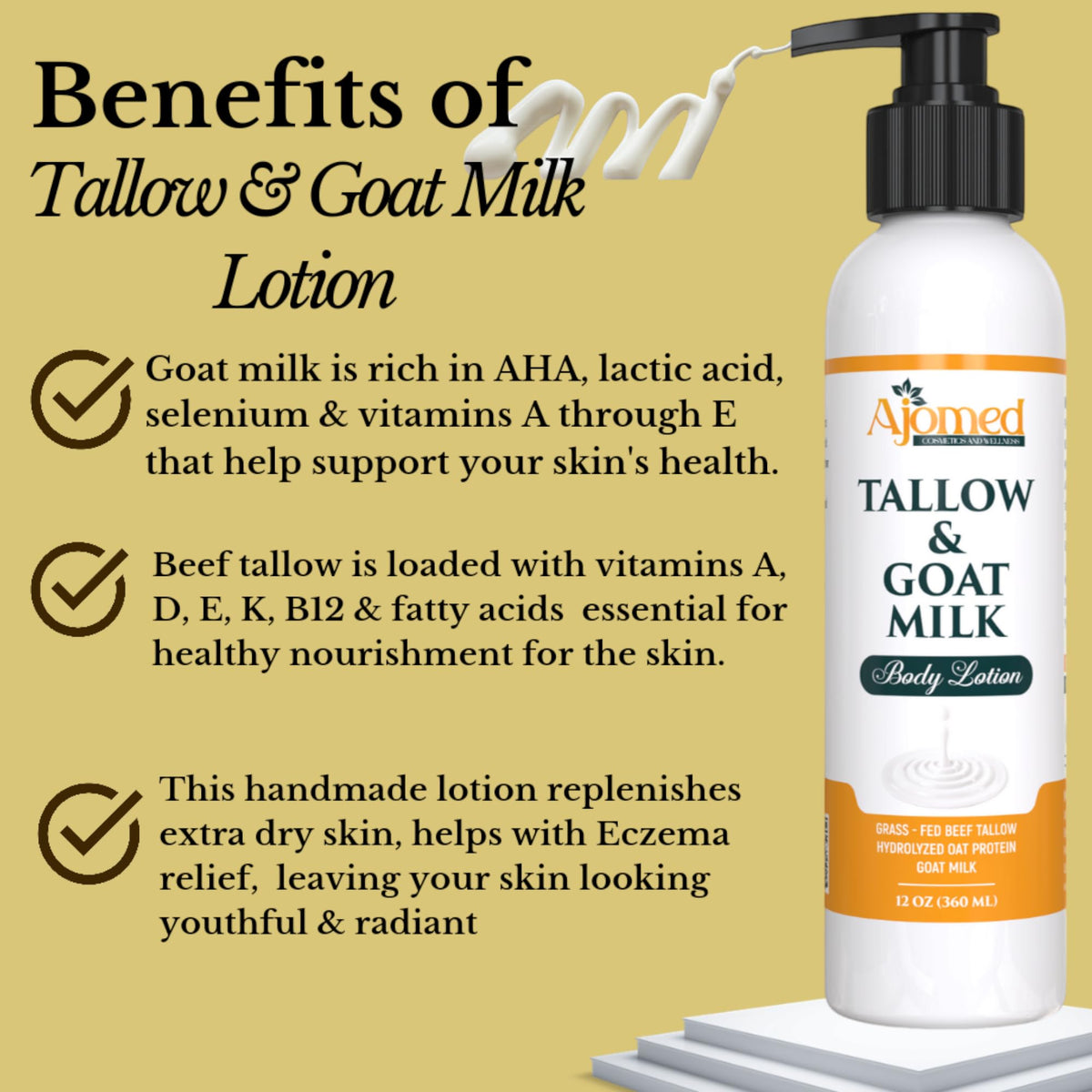 Tallow & Goat Milk Body Lotion 8 OZ with packaging