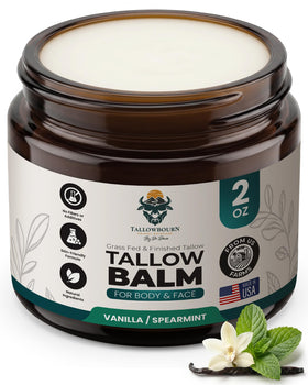 Tallowbourn Beef Tallow Balm 2oz front view with vanilla and spearmint scent