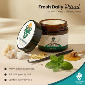 Tallowbourn Beef Tallow Balm 2oz lifestyle scene with natural elements