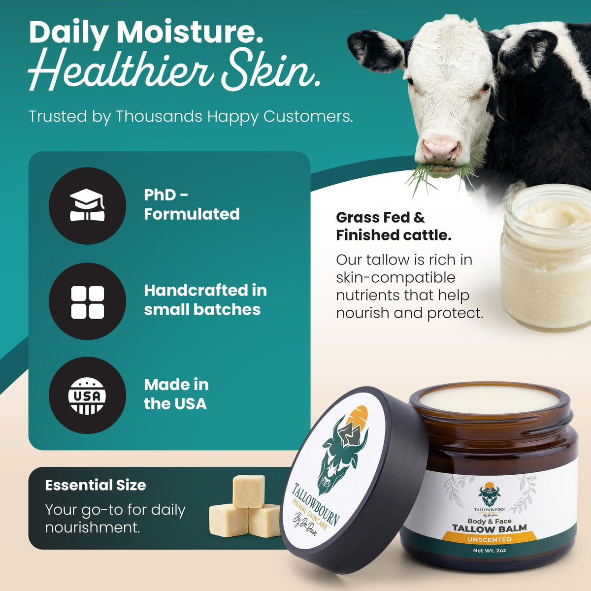 Tallowbourn Beef Tallow Balm 2oz side view