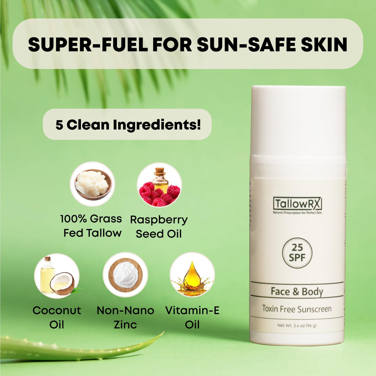 TALLOWRX Tallow Sunscreen SPF 25 back view with details