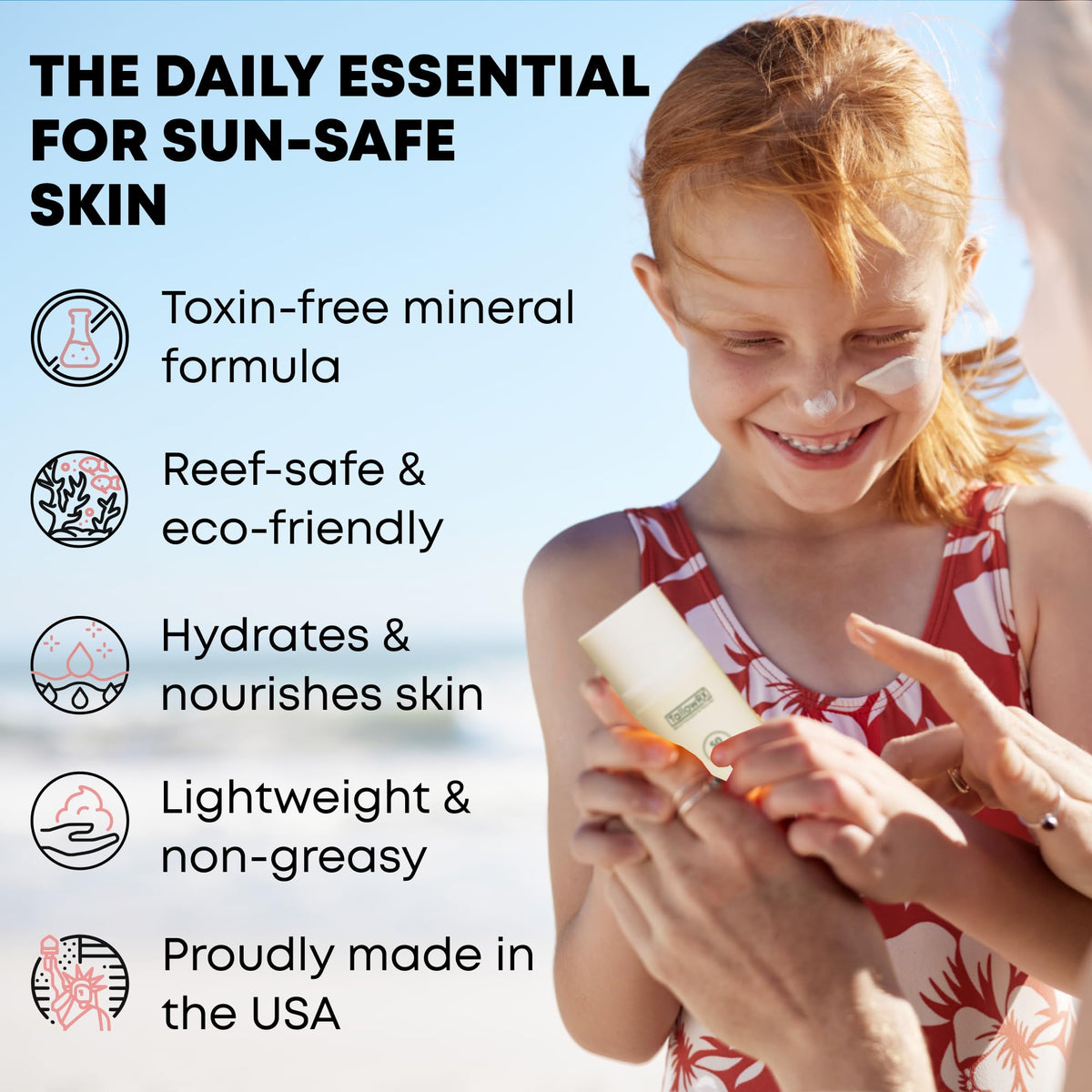 TALLOWRX Tallow Sunscreen SPF 50 application on face