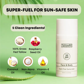 TALLOWRX Tallow Sunscreen SPF 50 back view packaging