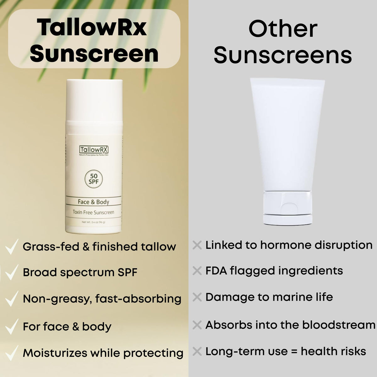 TALLOWRX Tallow Sunscreen SPF 50 texture on skin