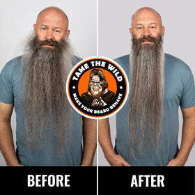 TAME THE WILD Beard Brush in use on a beard