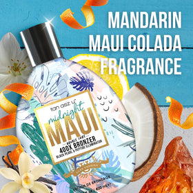 Tan Asz U Midnight Maui 400X Bronzer Indoor Tanning Lotion with tropical scenery