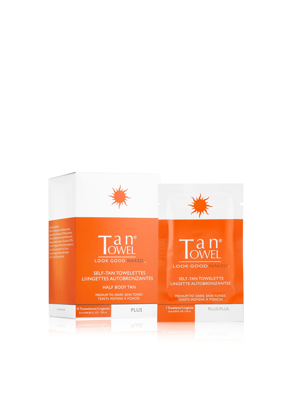 Tan Towel Half Body Tan Towelettes pack front view