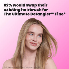 TANGLE TEEZER Fine Ultimate Detangler Brush lifestyle scene on bathroom counter