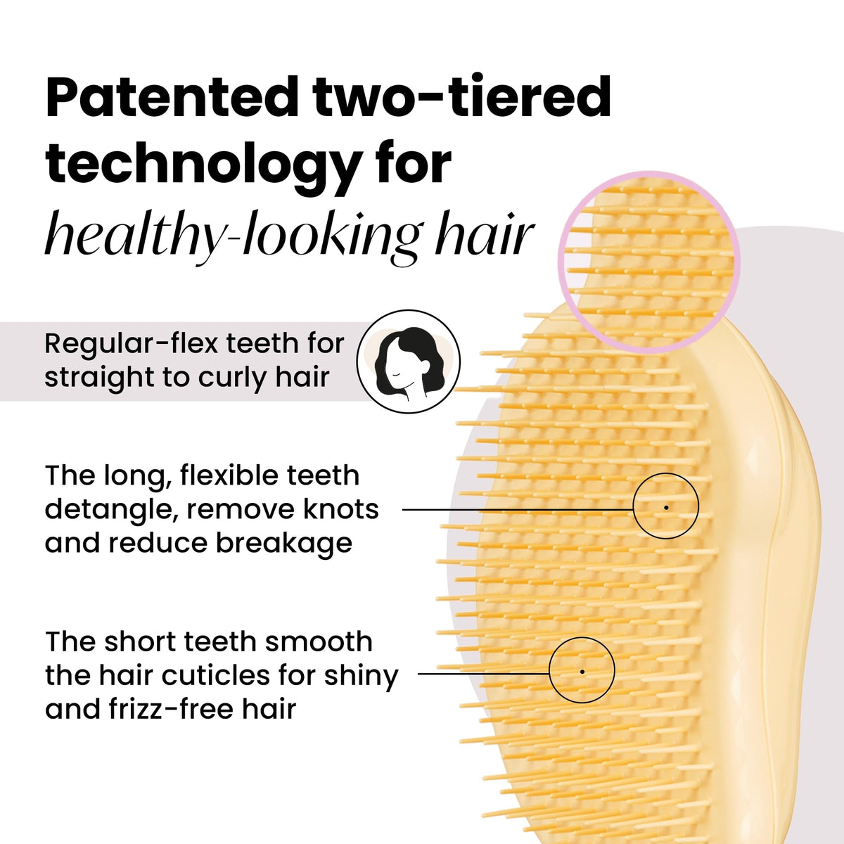 TANGLE TEEZER Mini Detangler Hair Brush side view showing ergonomic design