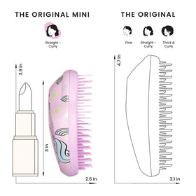 TANGLE TEEZER Mini Detangler Hair Brush Unicorn Magic on a bathroom counter