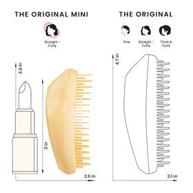 TANGLE TEEZER Mini Detangler Hair Brush with hair strands showing detangling
