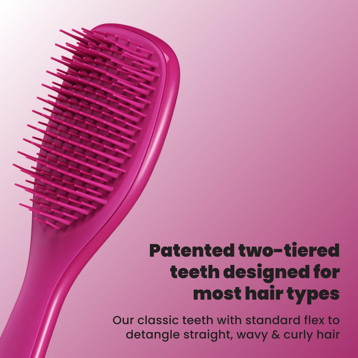 TANGLE TEEZER Mini Hair Brush back view showing two-tiered teeth