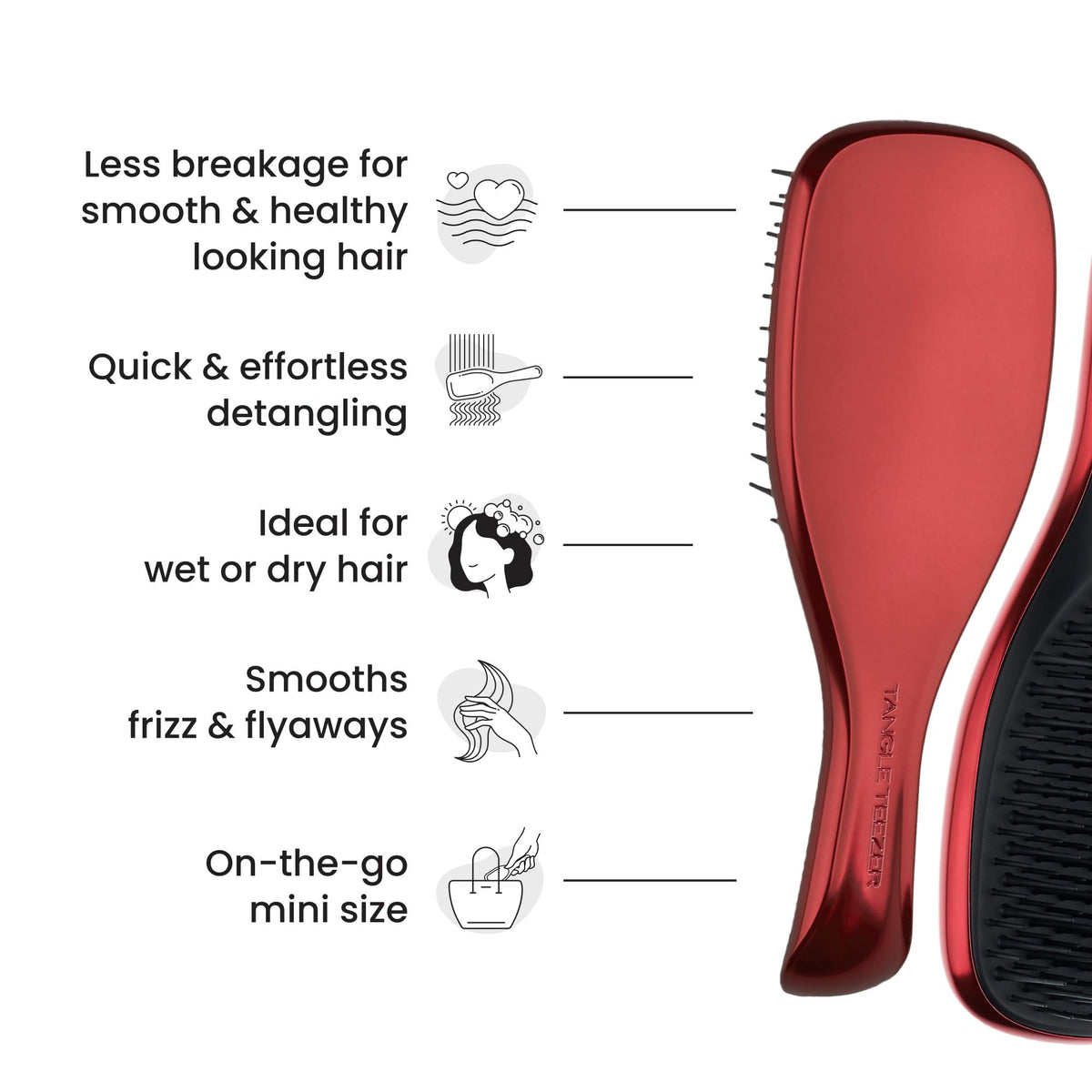 TANGLE TEEZER Mini Hair Brush Devil Wears Prada Red in a handbag