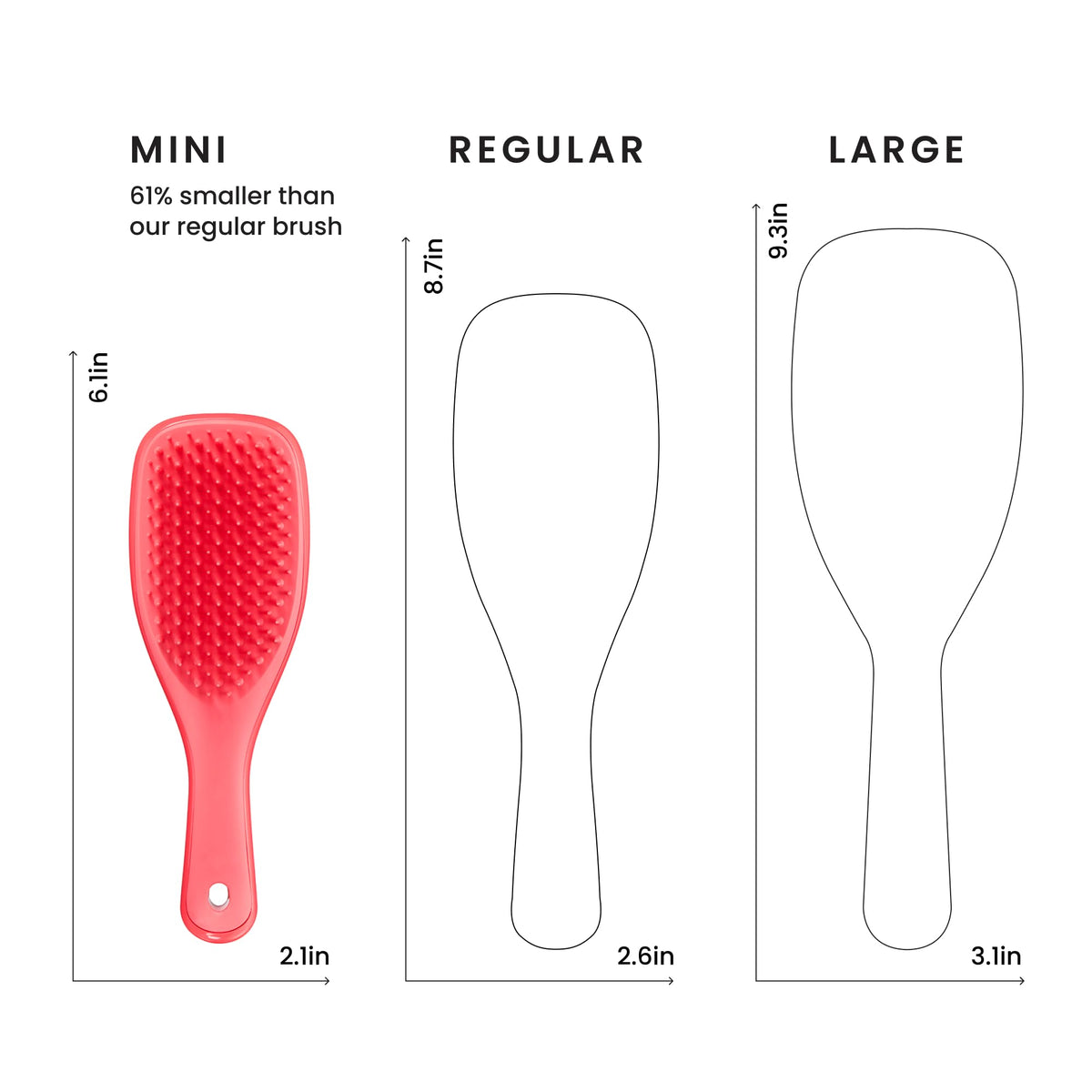 TANGLE TEEZER Mini Hair Brush Pink Punch close-up of teeth