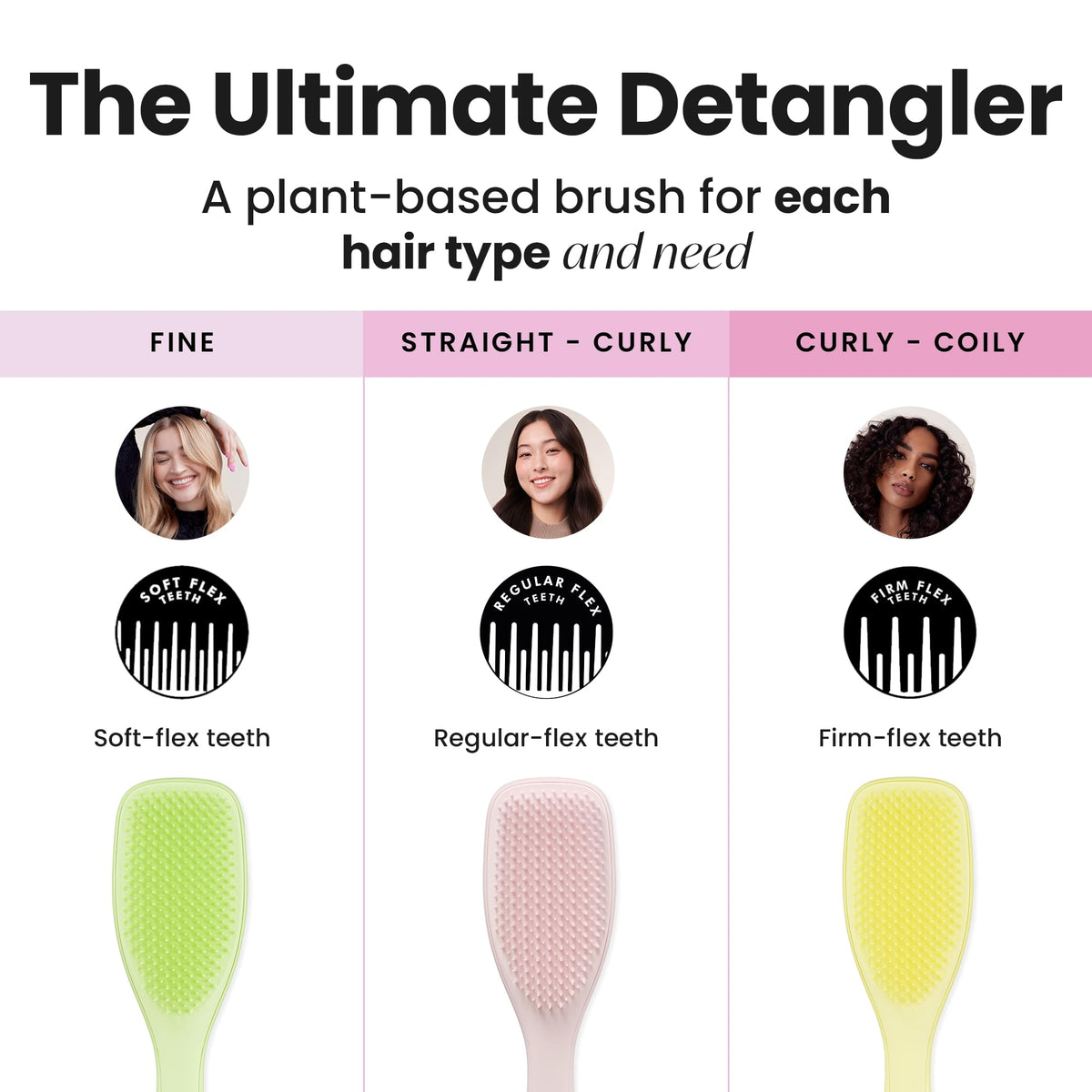 TANGLE TEEZER Plant-Based Ultimate Detangler Curly Hair Brush lifestyle scene with hair products