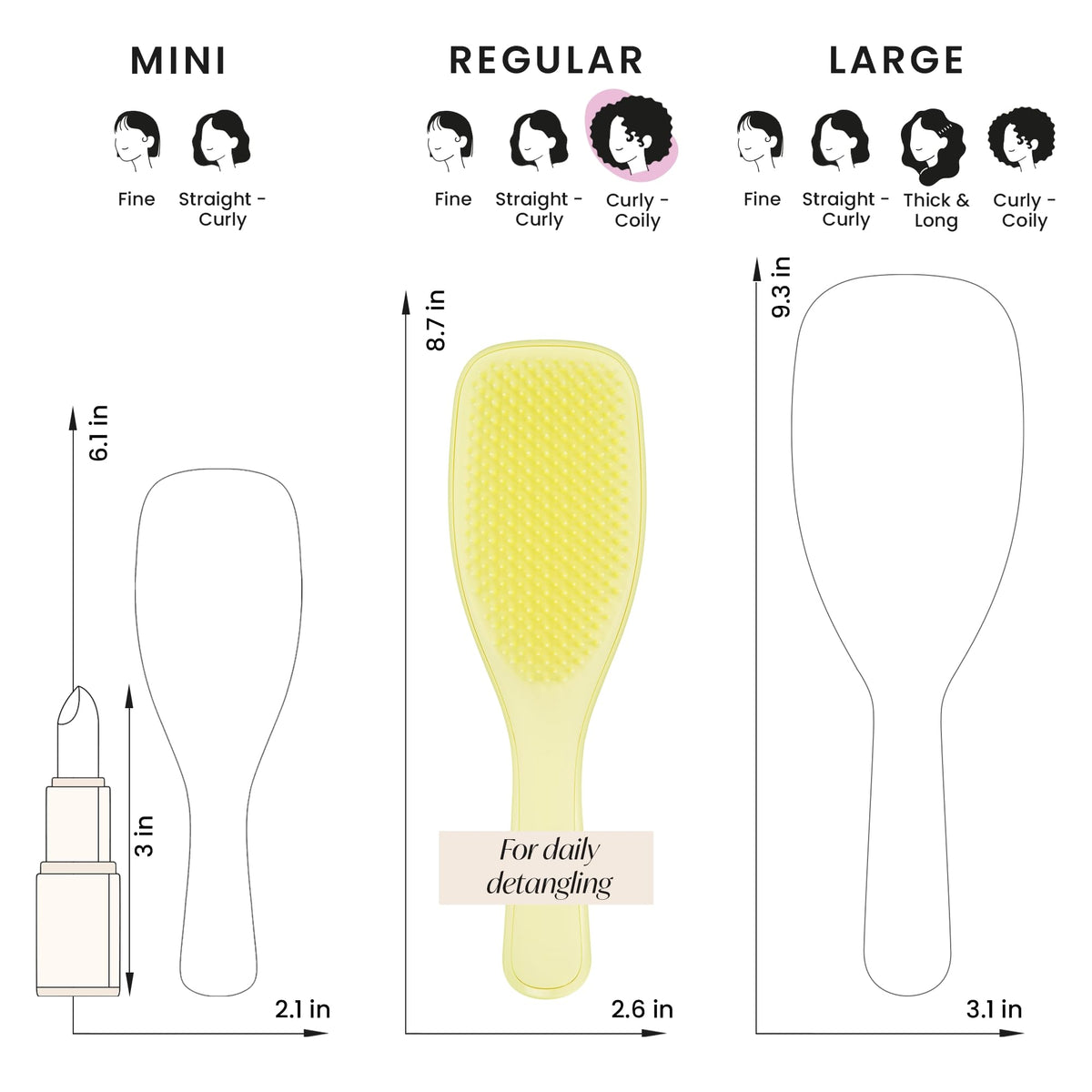 TANGLE TEEZER Plant-Based Ultimate Detangler Curly Hair Brush on a bathroom counter