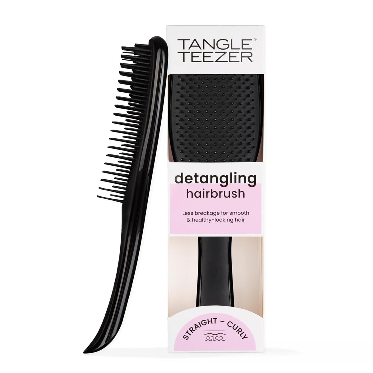 TANGLE TEEZER The Wet Detangler Hairbrush front view in Liquorice Black