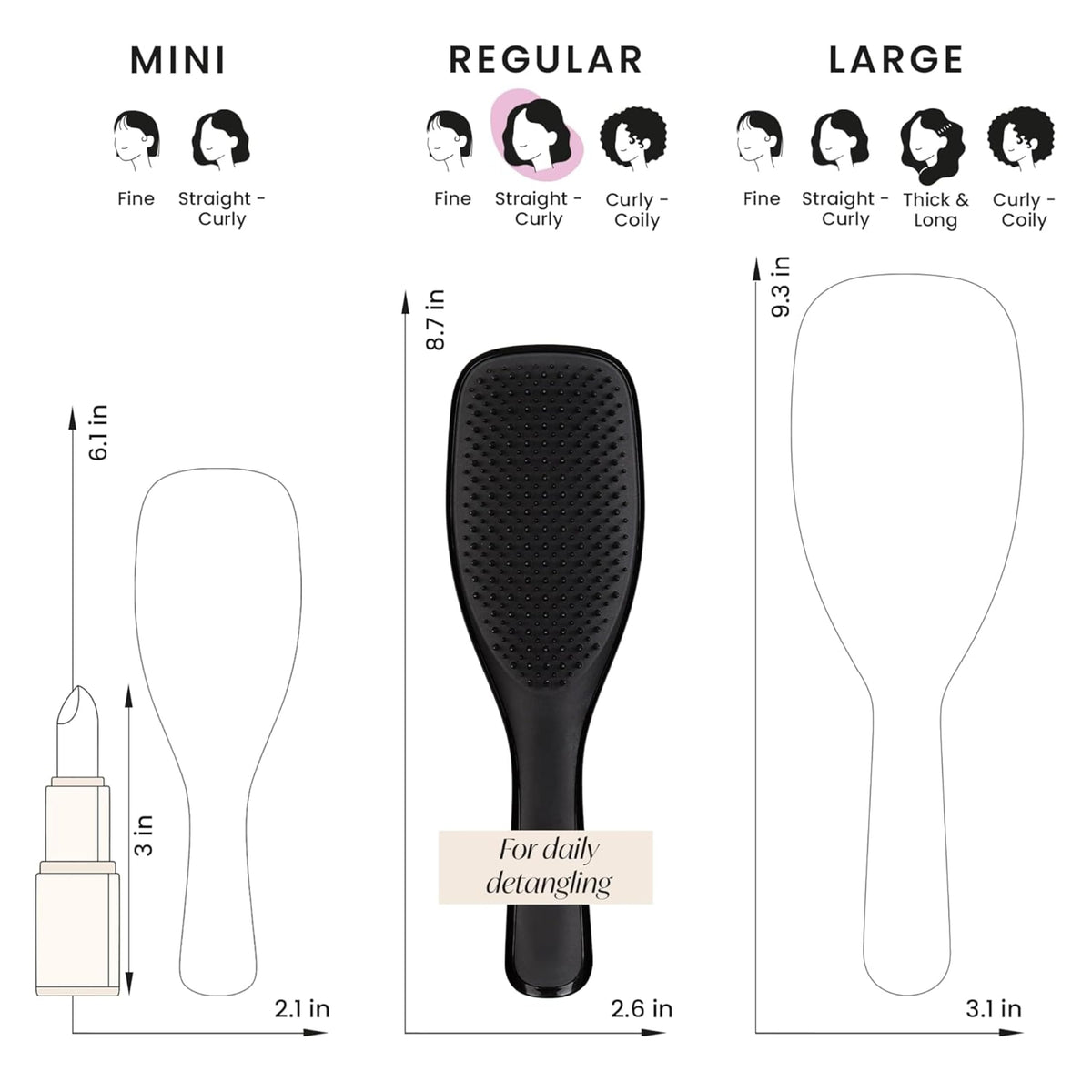TANGLE TEEZER The Wet Detangler Hairbrush in travel pouch