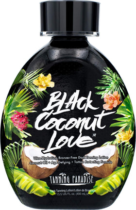 TANNING PARADISE Black Coconut Love Tanning Lotion front view 13.5oz