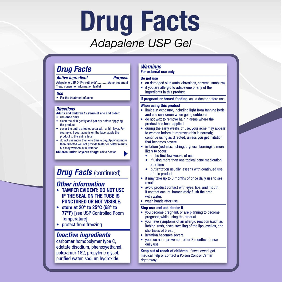TARO Adapalene 0.1% Gel tube with dimensions