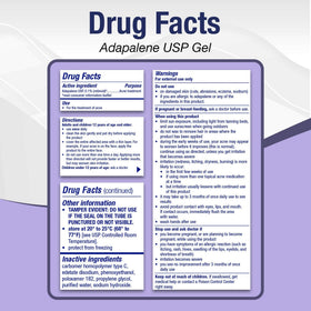 TARO Adapalene 0.1% Gel tube with dimensions