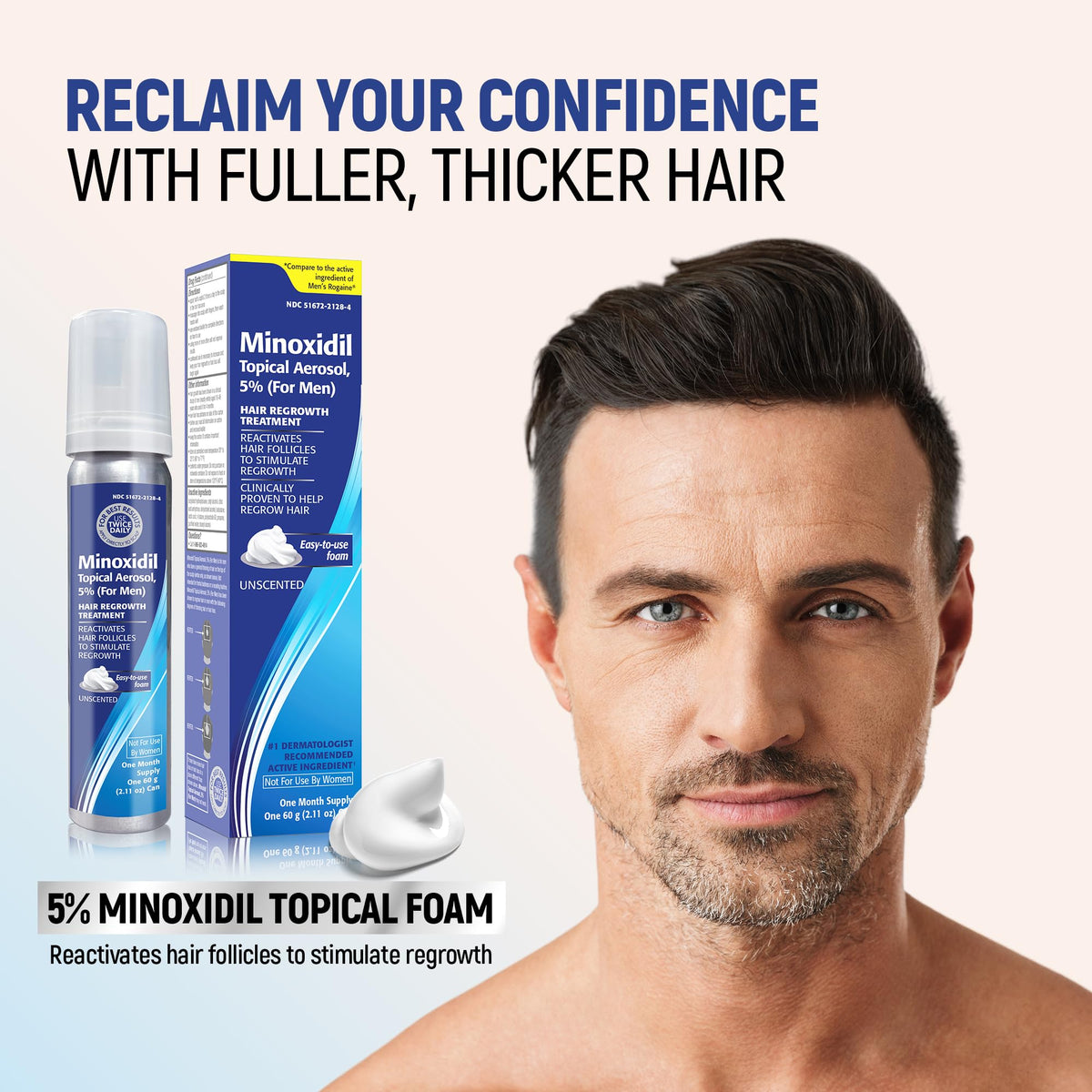 TARO Minoxidil 5% Foam application on scalp