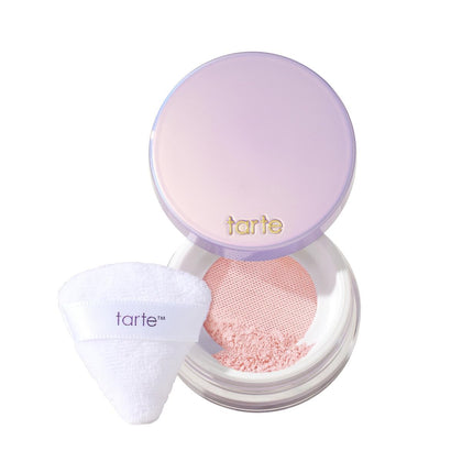 tarte Creaseless Setting Powder front view in pink packaging