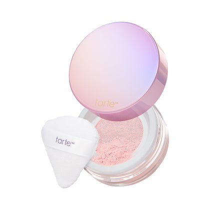 tarte Creaseless Setting Powder front view in pink packaging