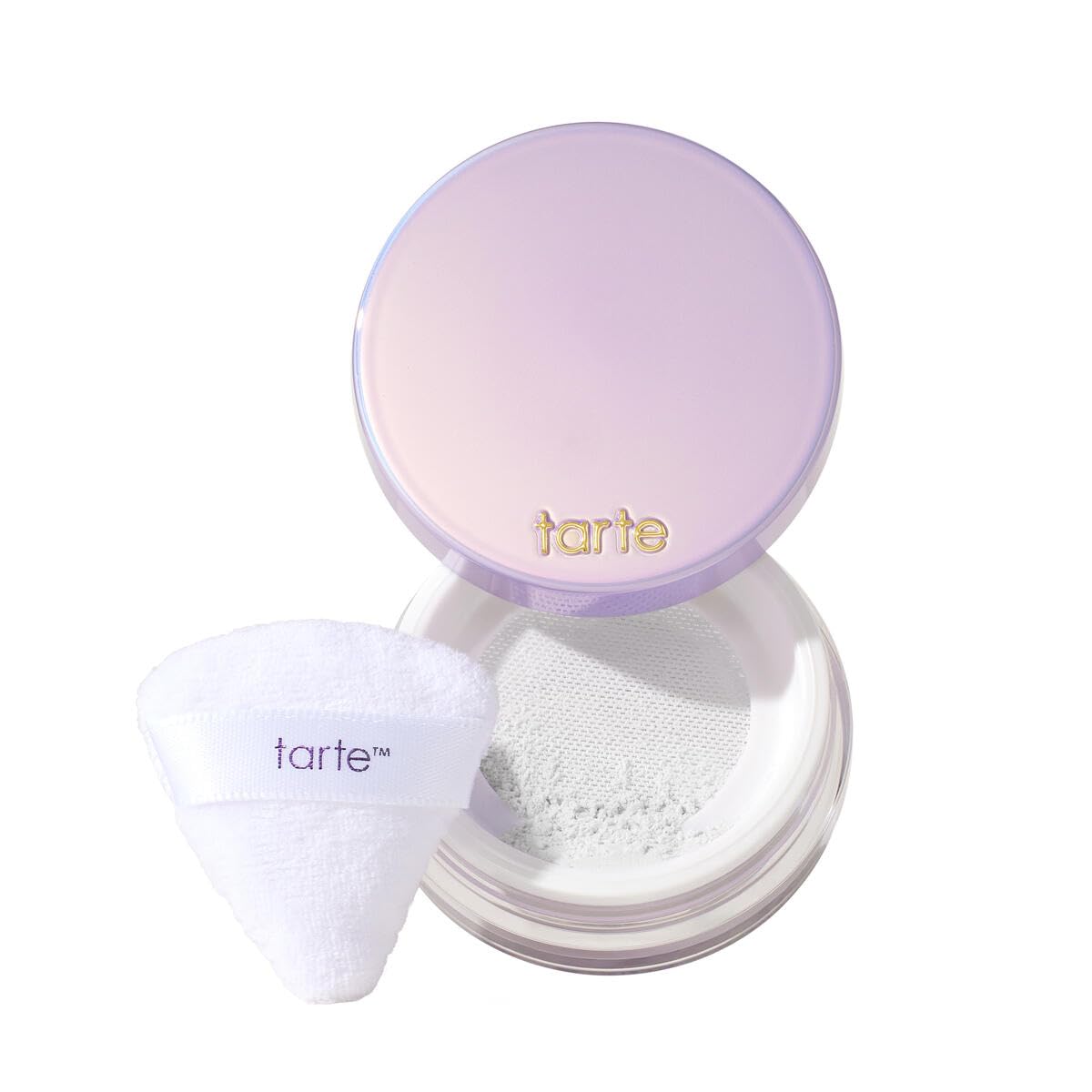 tarte Creaseless Setting Powder front view with translucent packaging