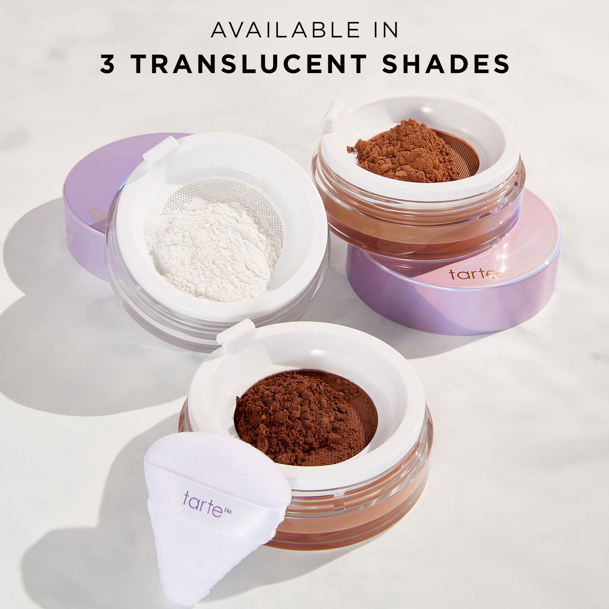 tarte Creaseless Setting Powder Lavender 82g in makeup setup