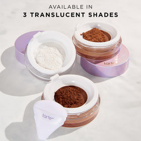 tarte Creaseless Setting Powder Lavender 82g in makeup setup