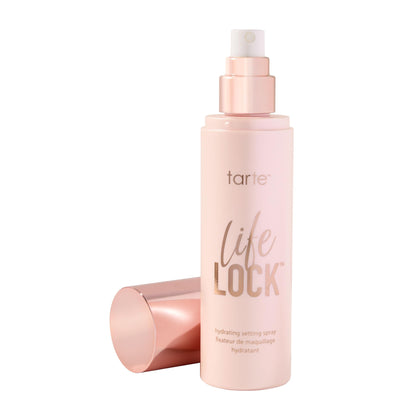 tarte Life Lock Hydrating Setting Spray front view with packaging