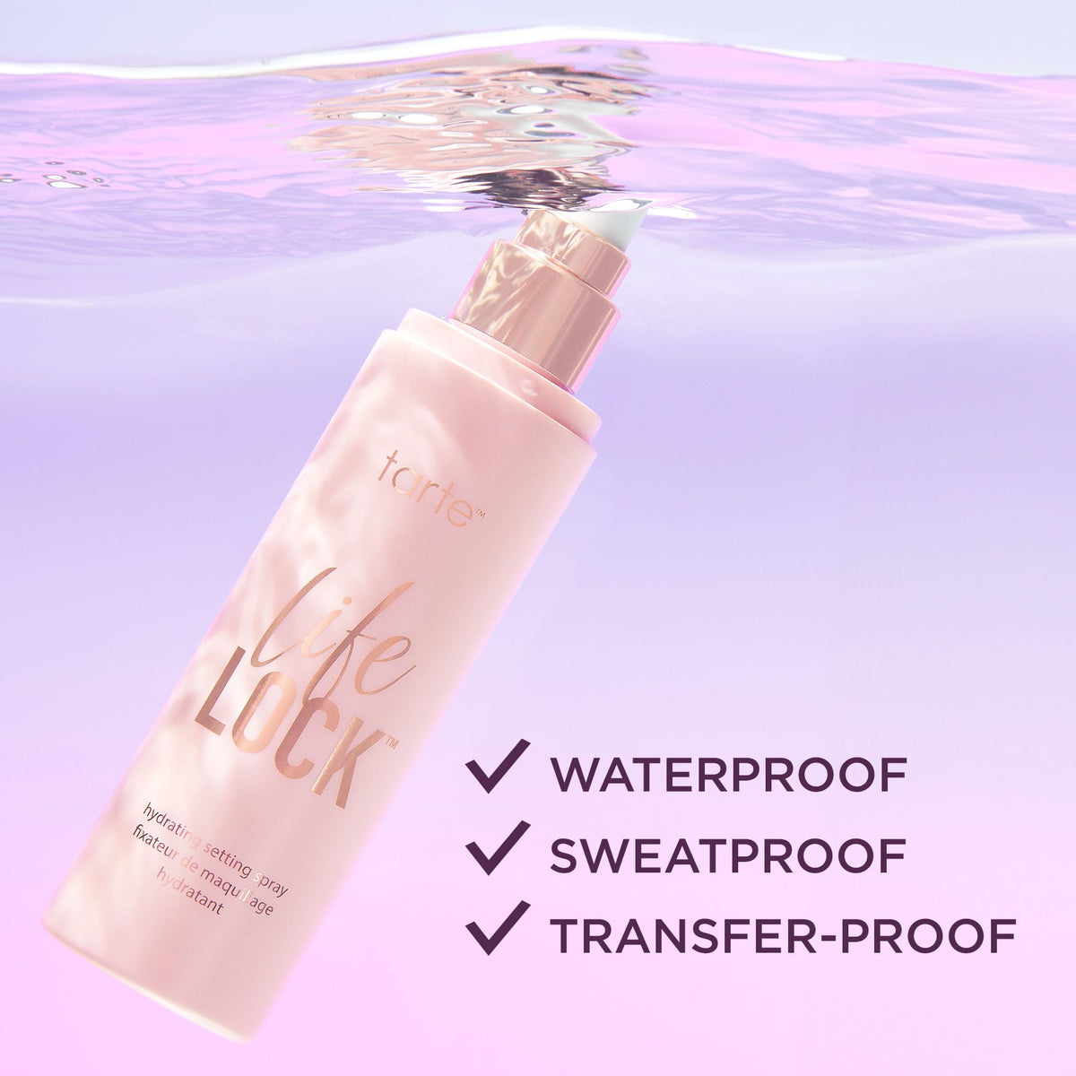 tarte Life Lock Hydrating Setting Spray in lifestyle setting