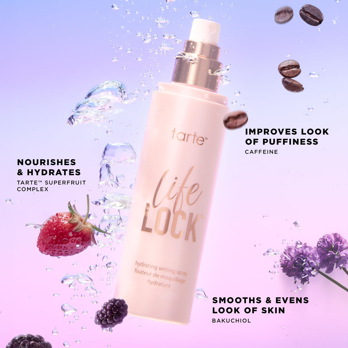 tarte Life Lock Hydrating Setting Spray mist application