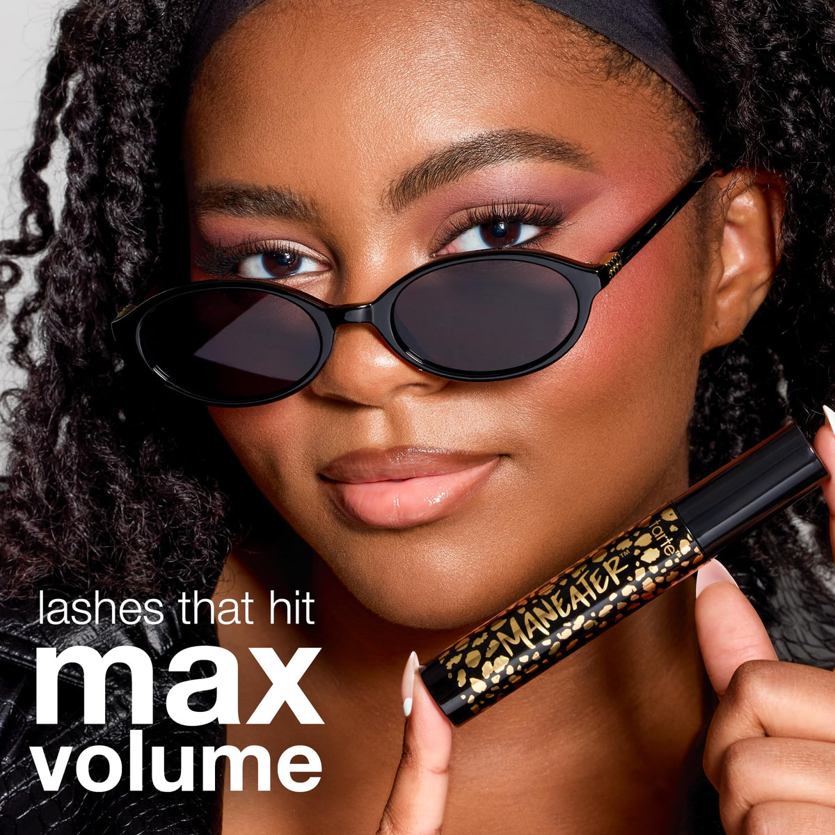 tarte Maneater Mascara black tube with a close-up of the wand